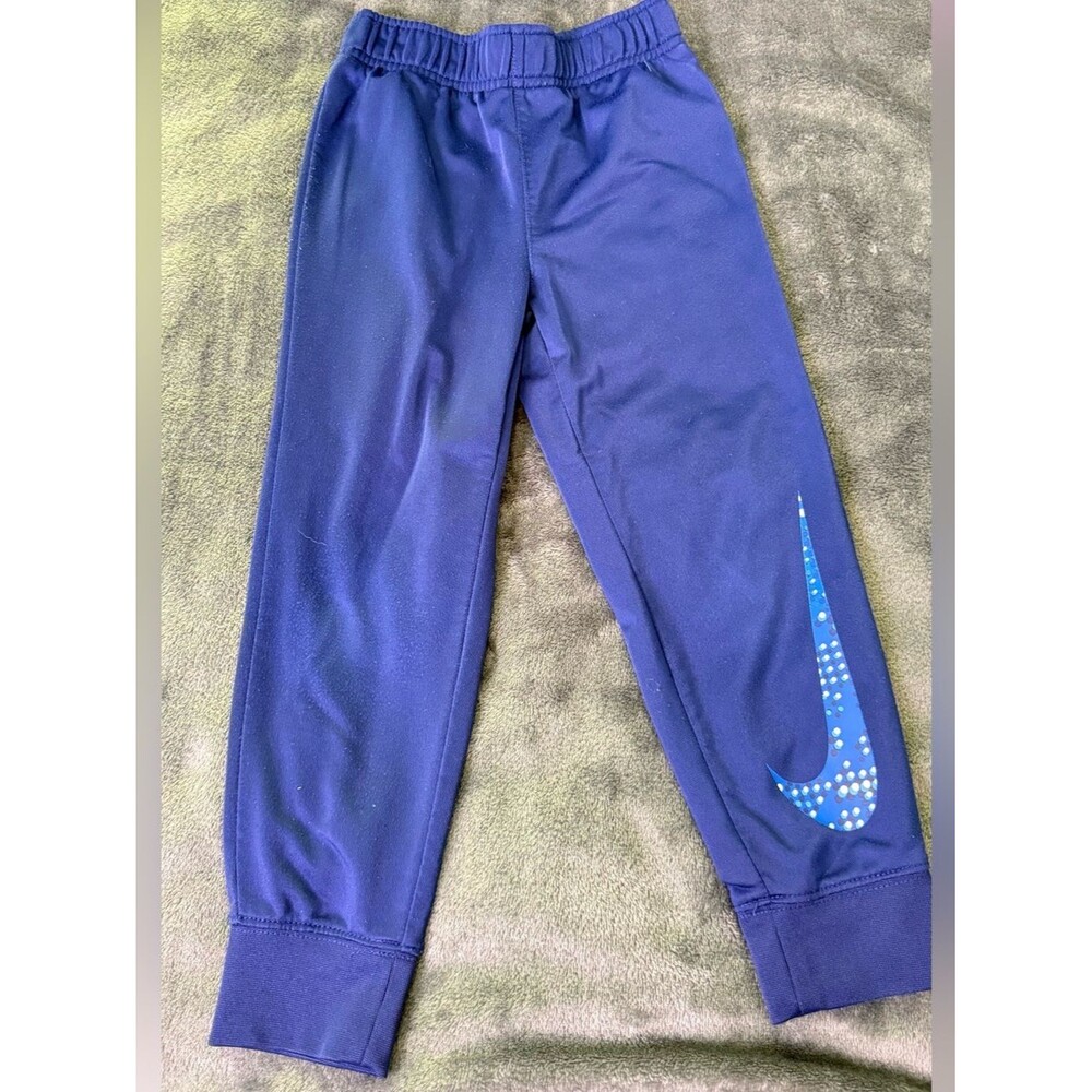 Nike Little Kids Navy Blue Sweatpants with Light Blue Swoosh size 4 / XS